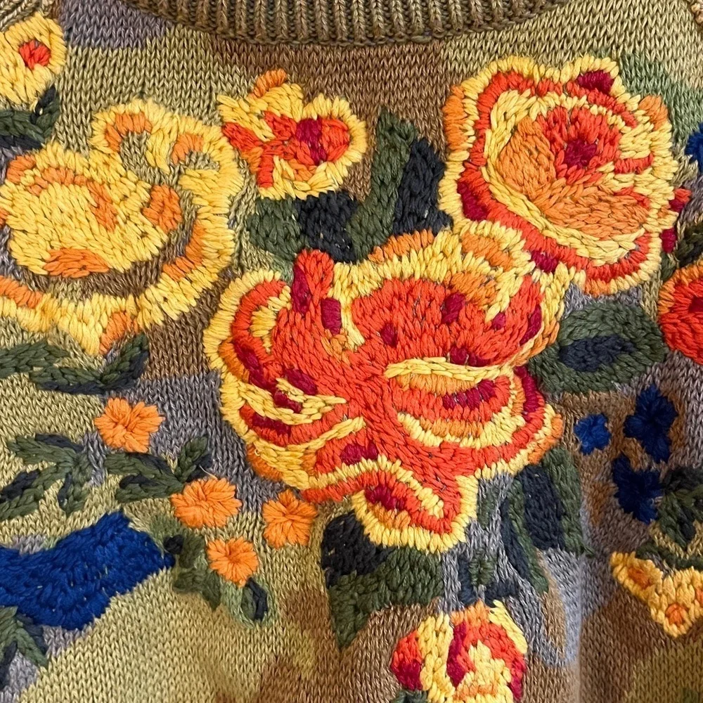 Free People Camo Rose Pullover Sweater NWT